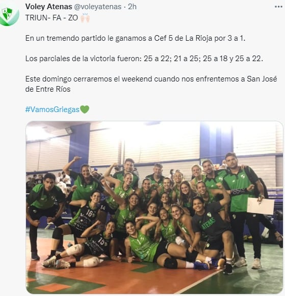 Las chicas de Atenas le ganaron a las riojanas y este domingo enfrentan a San José, de Entre Ríos.