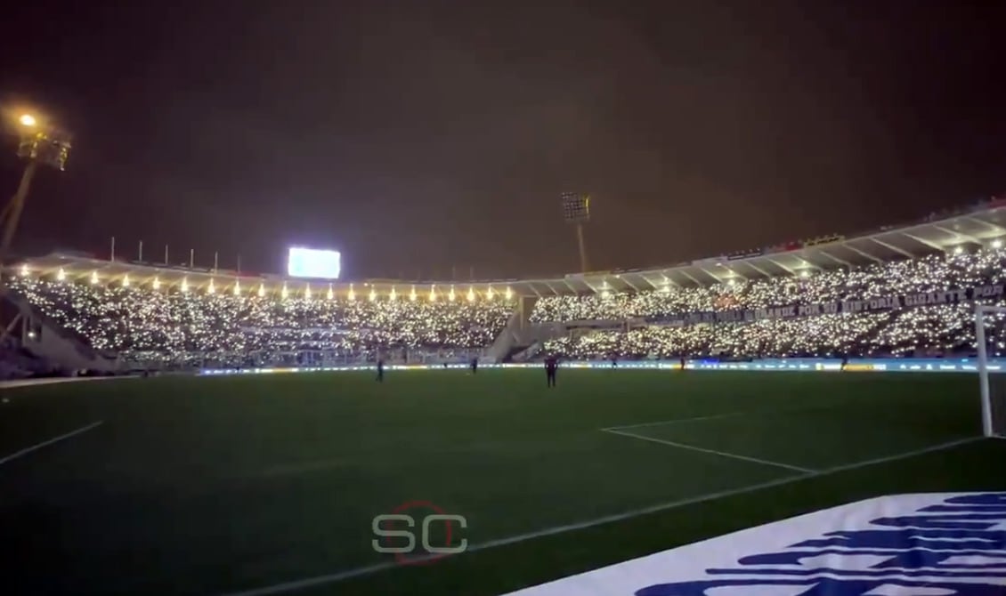 Así lucían las tribunas del Kempes este lunes durante el entretiempo (Foto: Captura SportsCenter).