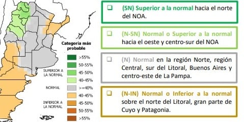 El detalle de las precipitaciones para la provincia de Córdoba en los próximos tres meses.