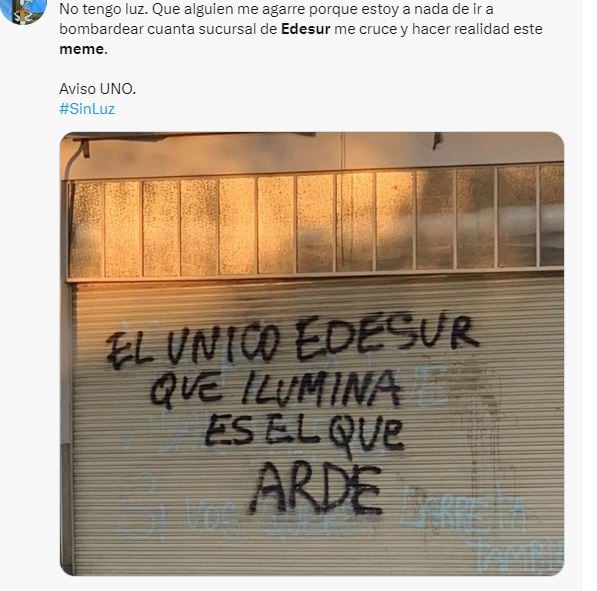 Memes en Twitter por cortes de luz.