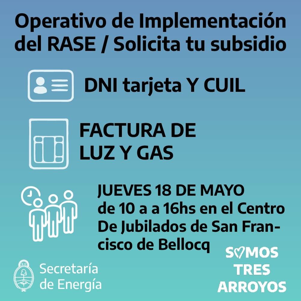 Operativo de segmentación energética en San Francisco de Bellocq