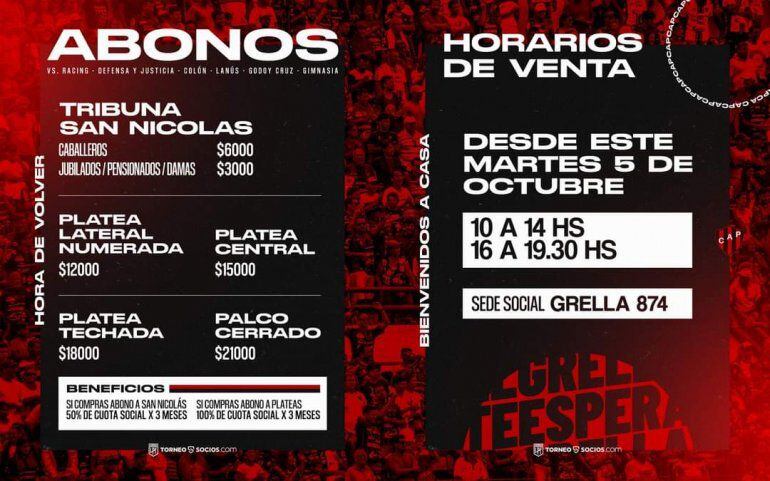 Los precios de los abonos y los horarios.