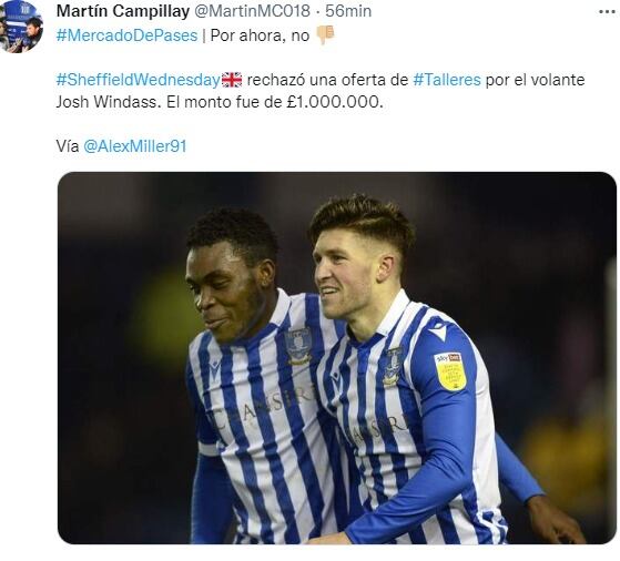 Desde Inglaterra plantean que la oferta de Talleres por Windass resultó insuficiente.