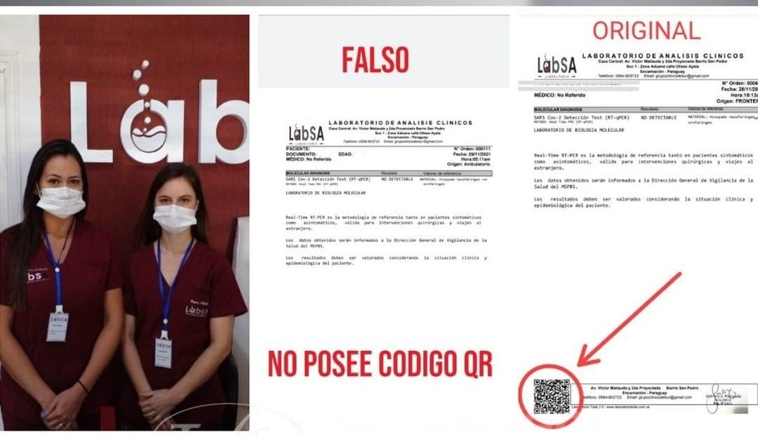 Denuncian falsificaciones de test por COVID-19 para ingreso al país desde Paraguay.