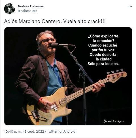 Andrés Calamaro despidió a Cantero.