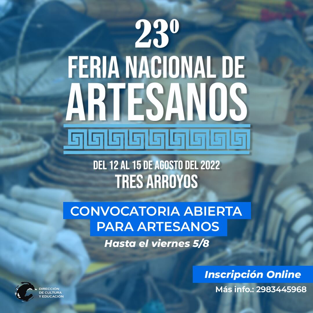 23º Feria Nacional de Artesanos en Tres Arroyos: Inscripciones abiertas