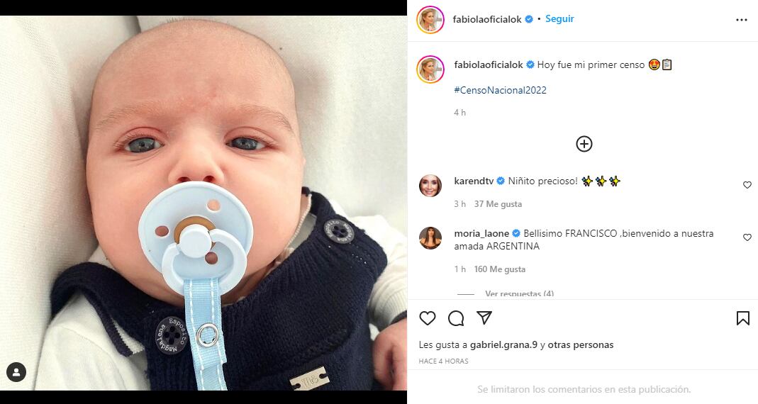 El posteo de Fabiola Yánez en sus redes por le primer censo de su hijo, Francisco