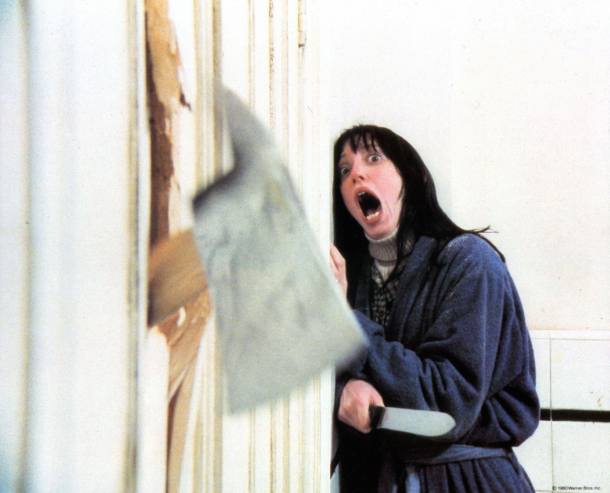 La actriz Shelley Duvall en una famosa escena de El resplandor.