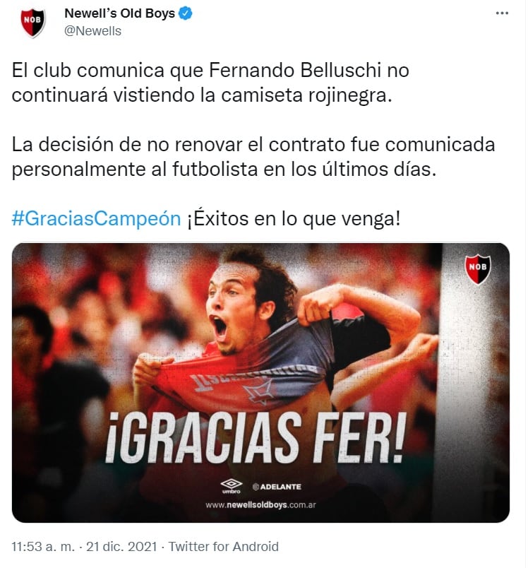 El club precisó que la decisión se tomo en los últimos días.