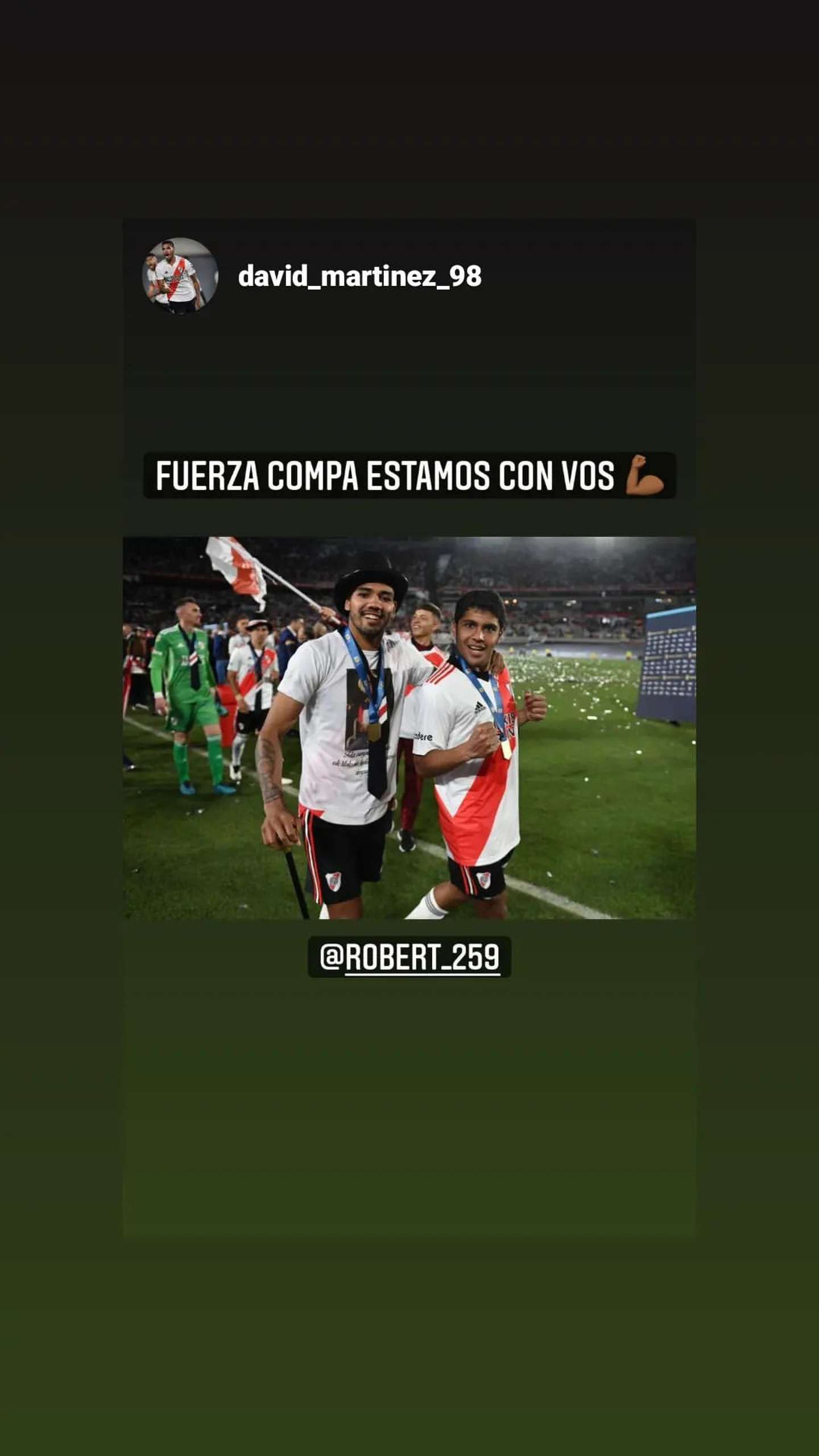 Los mensajes de los jugadores de River para Robert Rojas