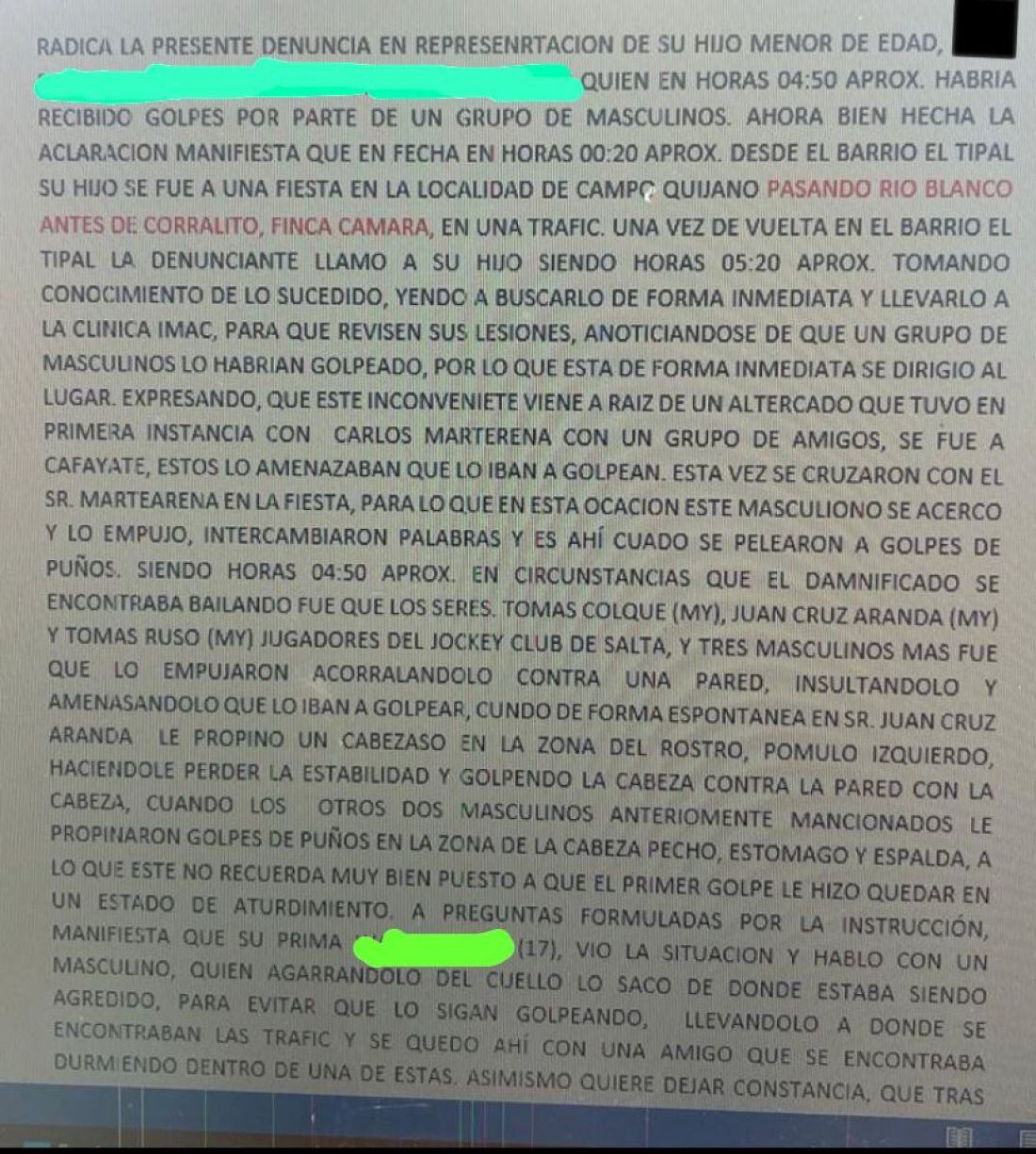 Violencia rugbier en Salta: golpearon en manada a un joven y quedó internado. Foto: saltaenlinea