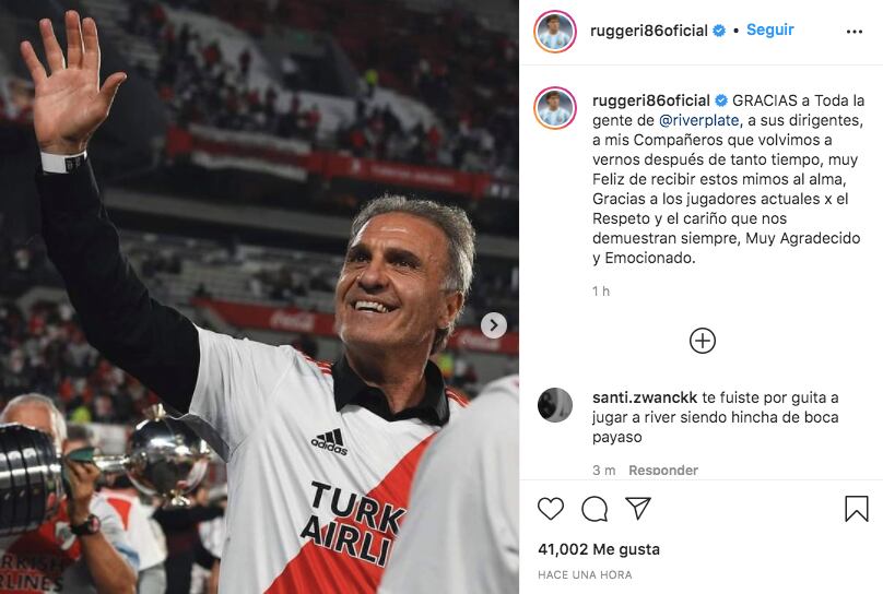 El mensaje de Oscar Ruggeri tras los festejos y los homenajes de River.