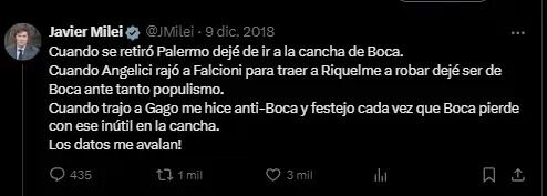 Tweets del Presidente de la Nación contra Gago.