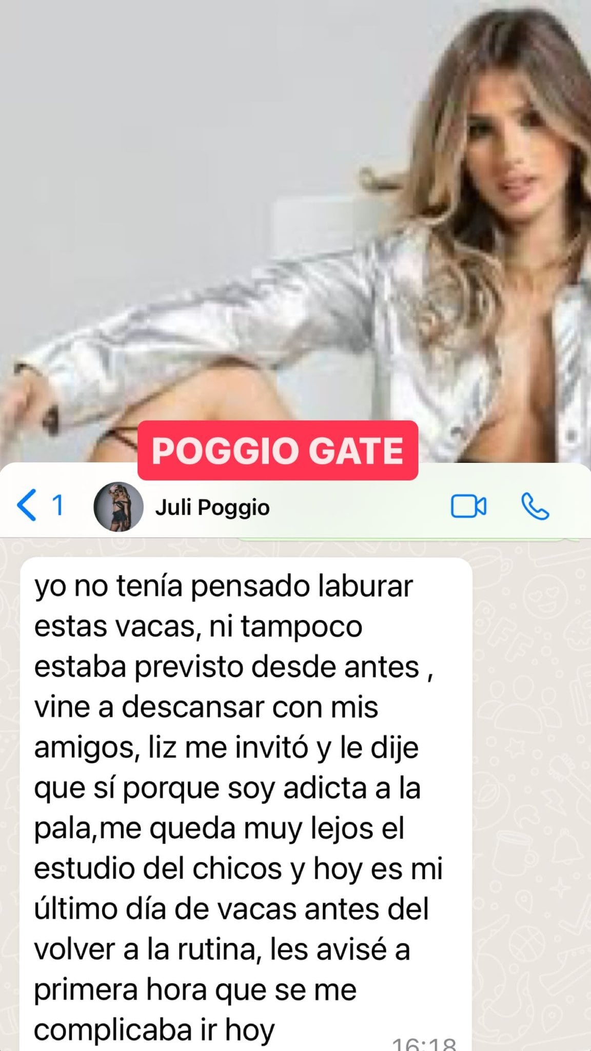 El descargo de Juli Poggio.