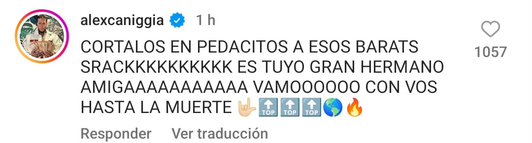 Alex Caniggia había apoyado a Furia de Gran Hermano 2024