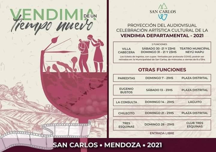 Calendario de la proyección del audiovisual "Vendimia de un tiempo nuevo".