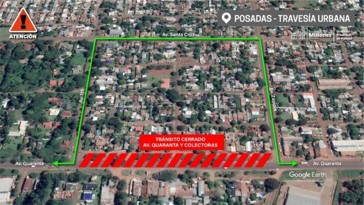 Este jueves y viernes habrá corte total del tránsito sobre avenida Quaranta.