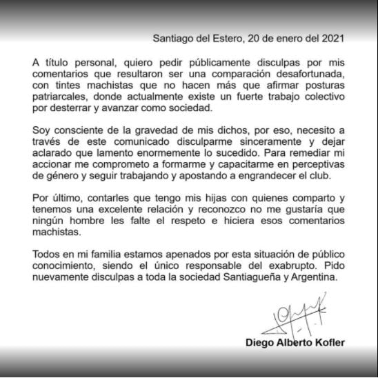 Comunicado oficial.