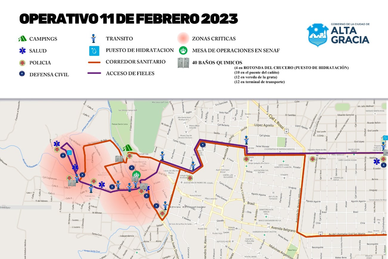 Virgen de Lourdes. Cómo será el operativo en Alta Gracia (Municipalidad de Alta Gracia).