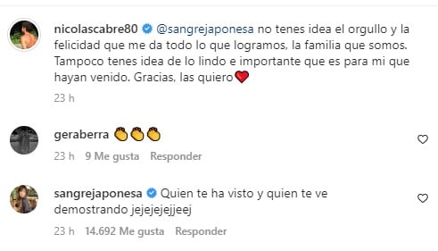 El mensaje en Instagram.