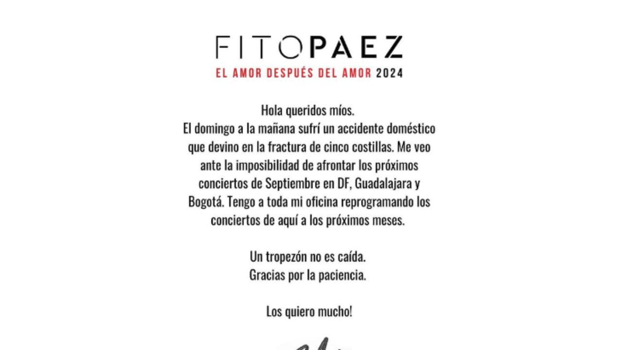 El comunicado de Fito Páez