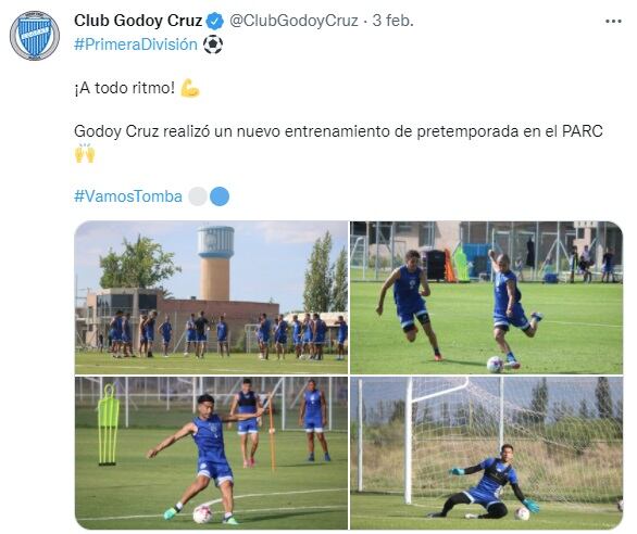 Última práctica de Godoy antes del amistoso de este sábado ante Deportivo Maipú.