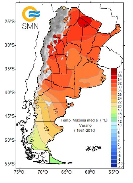 Se espera un verano con temperaturas cercanas al promedio histórico de esa estación en Mendoza. Foto: Captura Web SMN