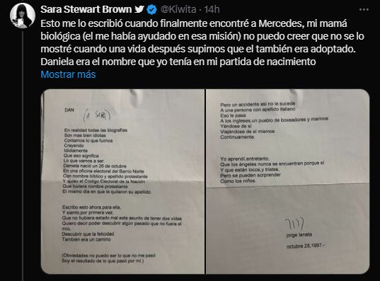 El recuerdo de Sara Stewart Brown sobre Jorge Lanata