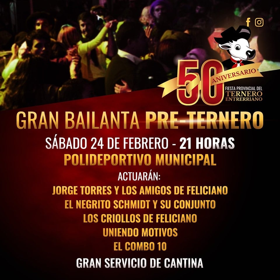 Flyer oficial de la bailanta "Pre-ternero" 2024.