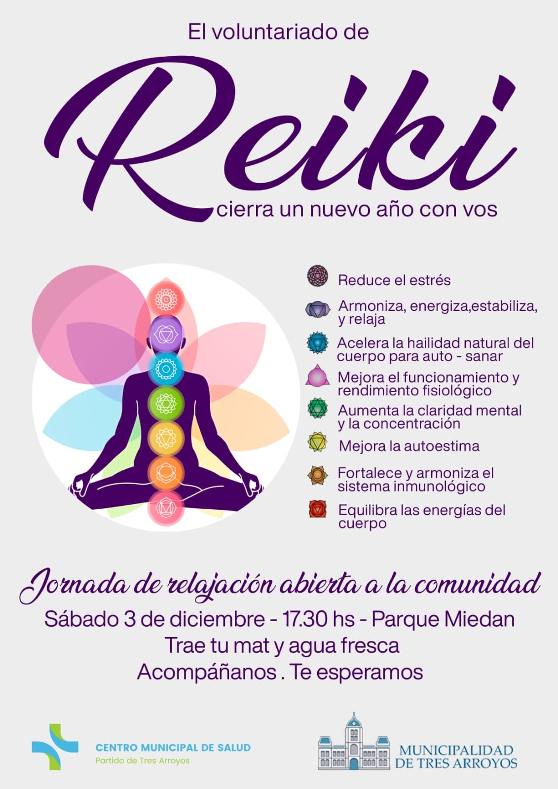 Voluntariado de Reiki en Tres Arroyos: Encuentro abierto a la comunidad como cierre de año