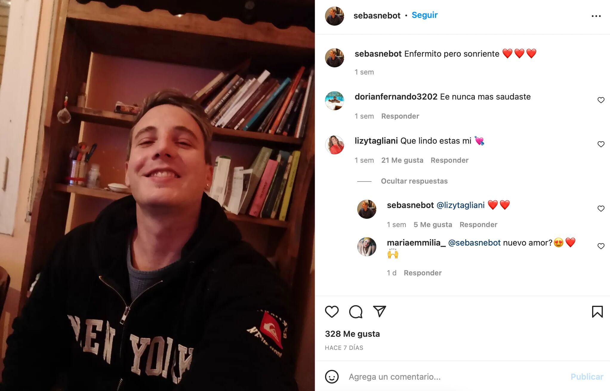 El comentario de Lizy en la foto de quien sería su nueva pareja.