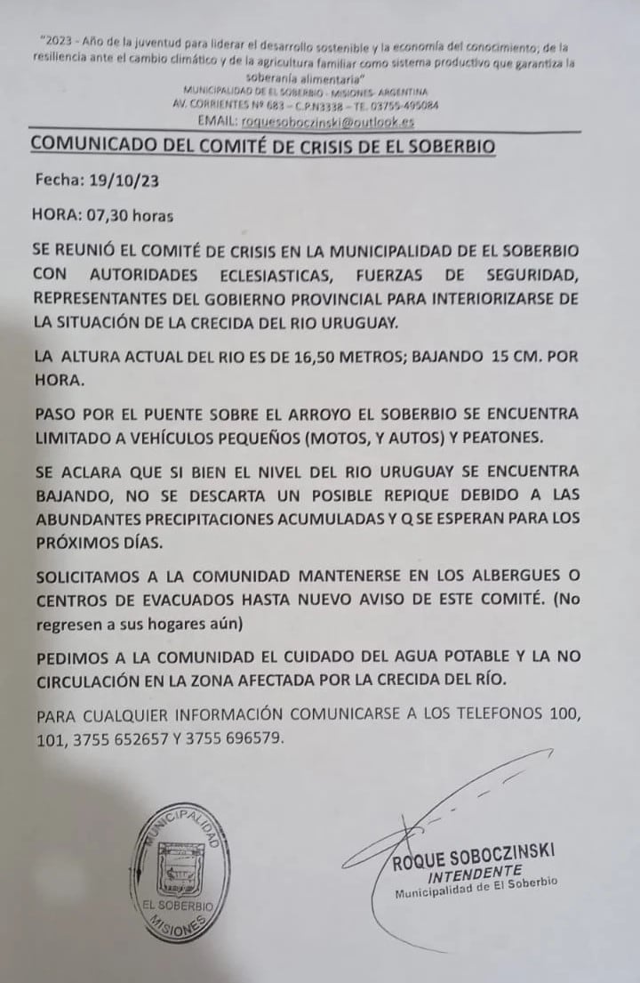 Comunicado de prensa municipal.