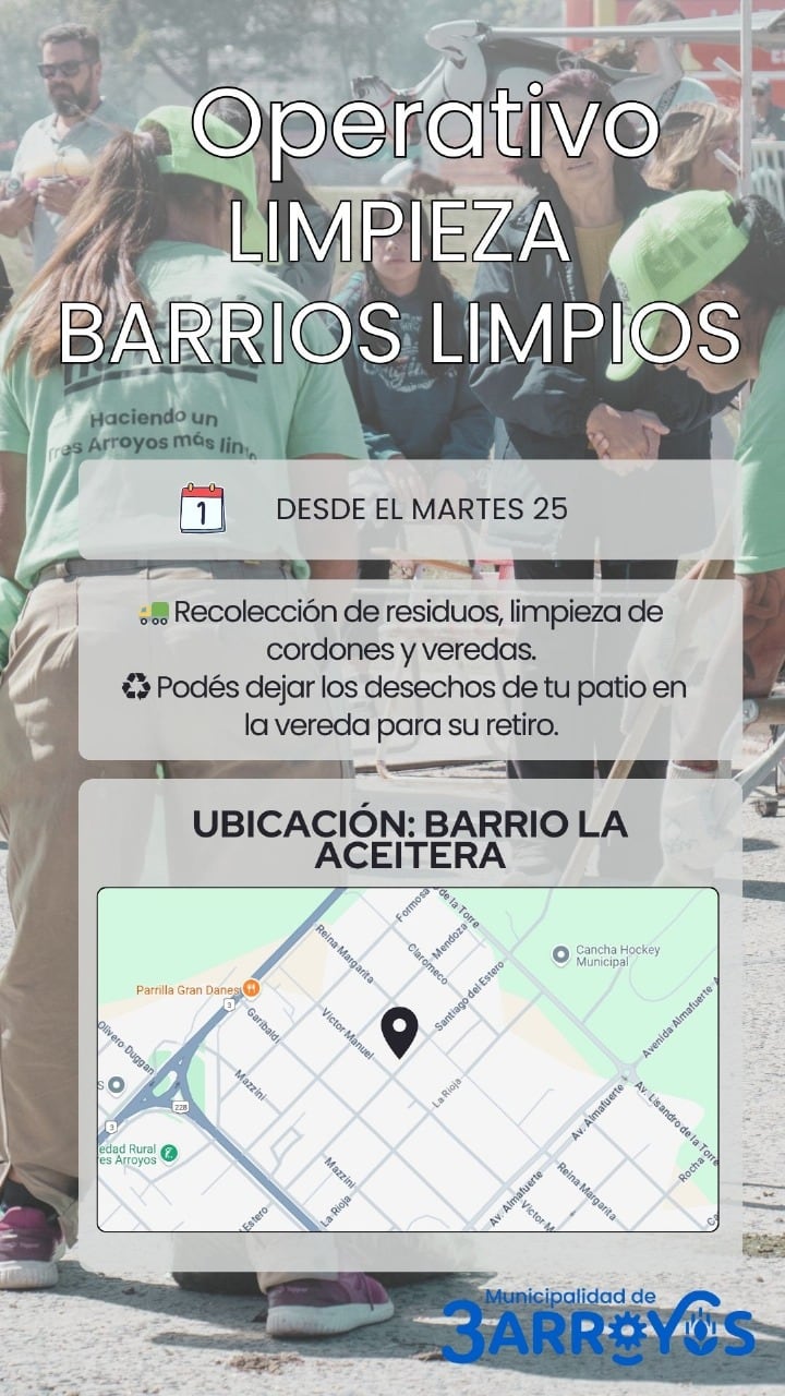 Operativo de limpieza en el Barrio  Aceitera de Tres Arroyos