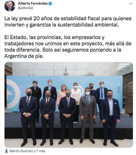 El último tuit de Alberto Fernández, con la "unión" como bandera.