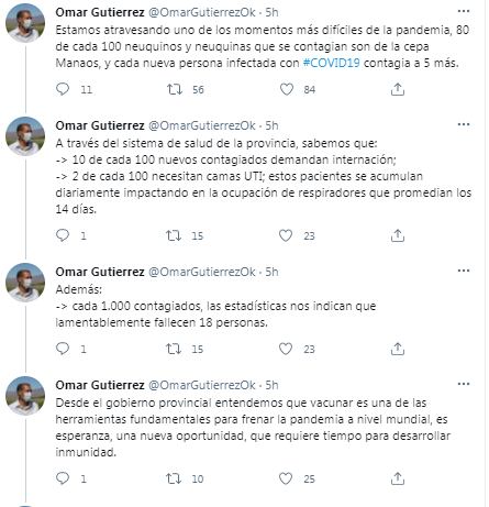 Omar Gutiérrez admitió que “estamos atravesando uno de los momentos más difíciles de la pandemia”