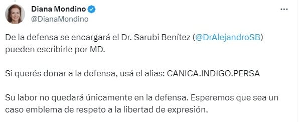 El segundo posteo de Diana Mondino.