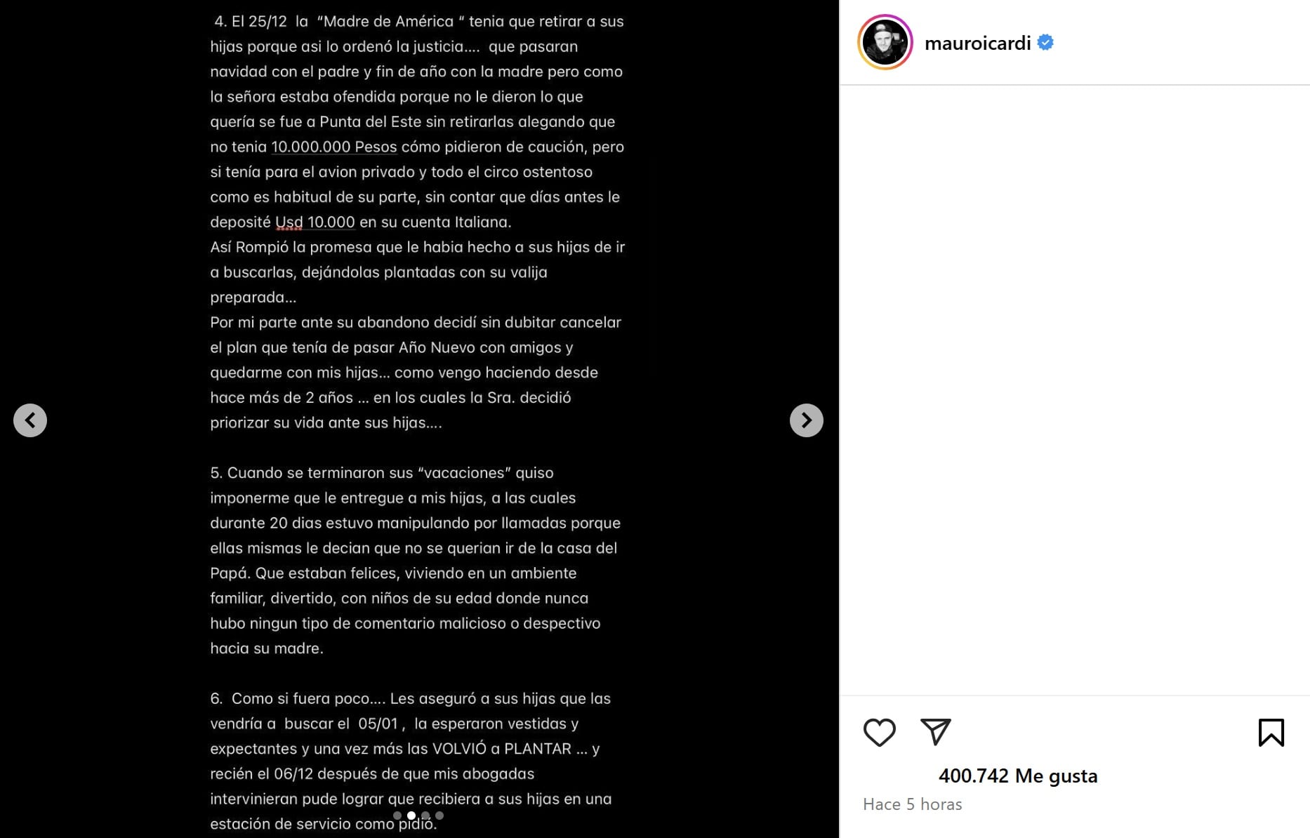 El descargo de Mauro Icardi tras blanquear su relación con China Suárez (Captura de pantalla)