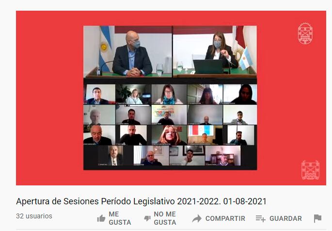 Sesión Inaugural del periodo legislativo 2021/2022. El Intendente Daniel Gómez Gesteira brindo el tradicional discurso de apertura.