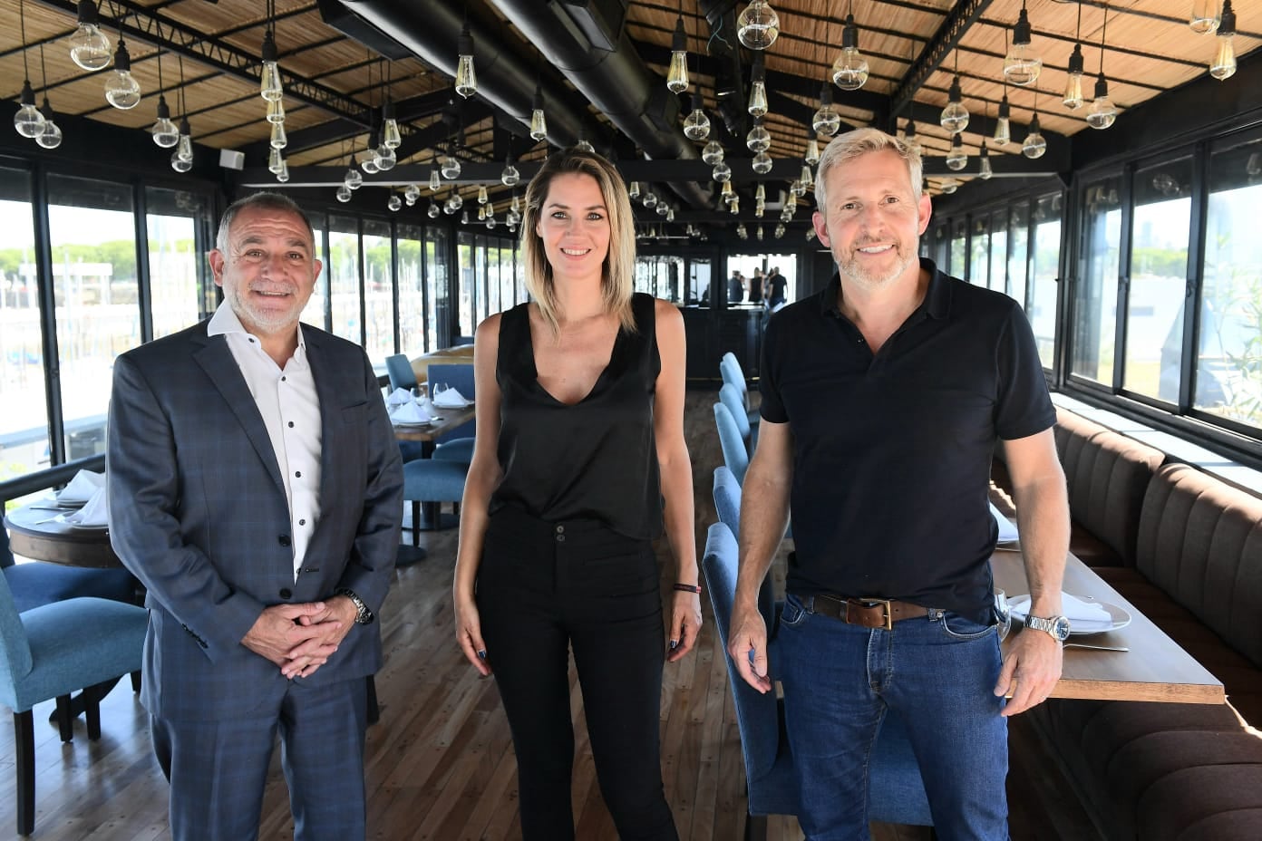 Luis Juez, Carolina Losada y Rogelio Frigerio en un encuentro en Buenos Aires. (Juntos por el Cambio)