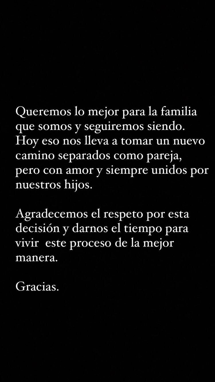 El mensaje de Benjamín Vicuña confirmando que se separó de la China Suárez.