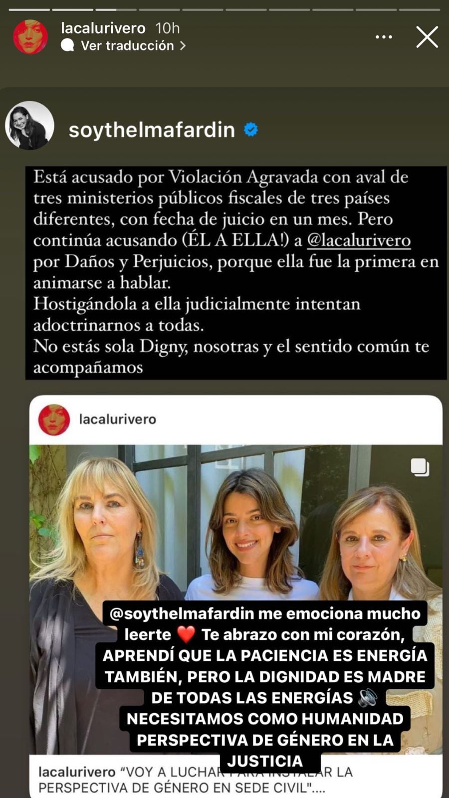 Calu Rivero cambió su defensa contra Juan Darthés.