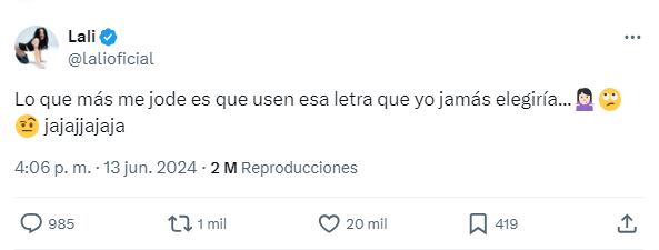 Lali Espósito sobre la noticia falsa en contexto a Ley de Bases