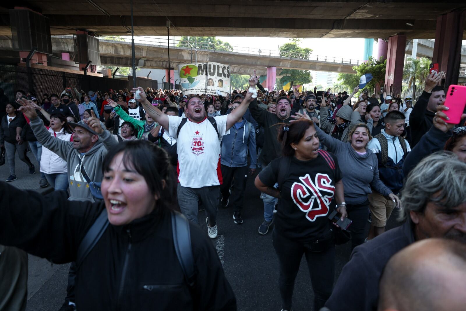 Manifestación en Avenida 9 de Julio.