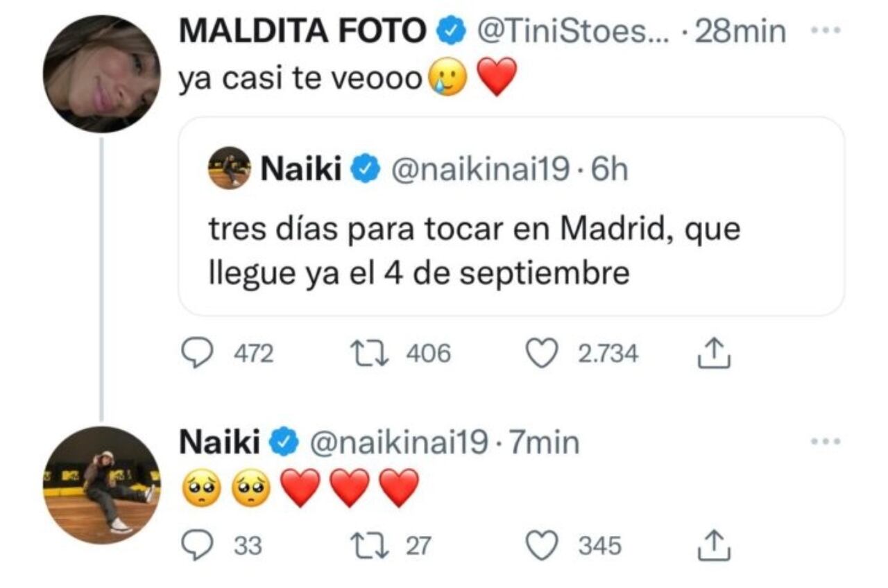 La conversación entre Tini y Nicki Nicole