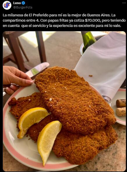 La publicación de la milanesa que se hizo viral.