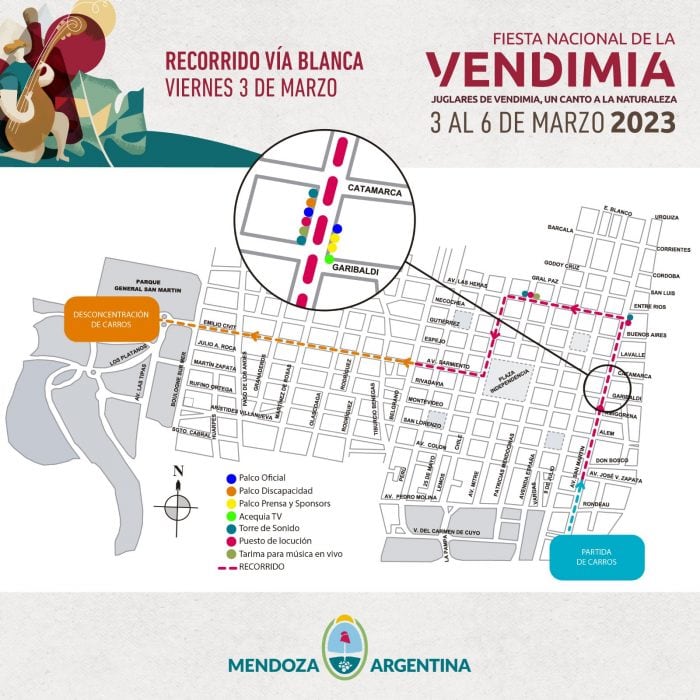 Mapa del recorrido de las reinas en la Vía Blanca.