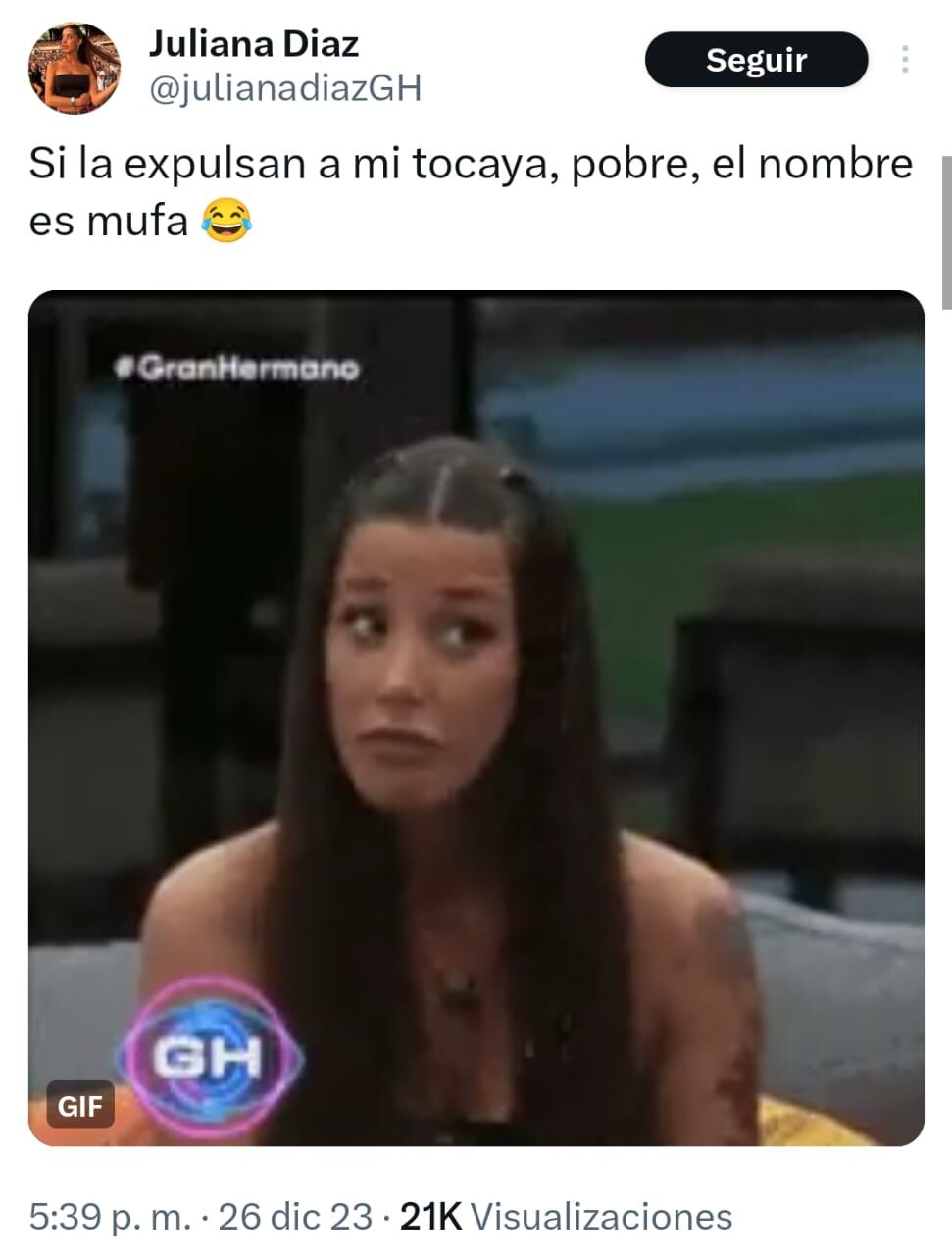 Juliana Díaz bromeó sobre la posible expulsión de su tocaya en Gran Hermano 2024.