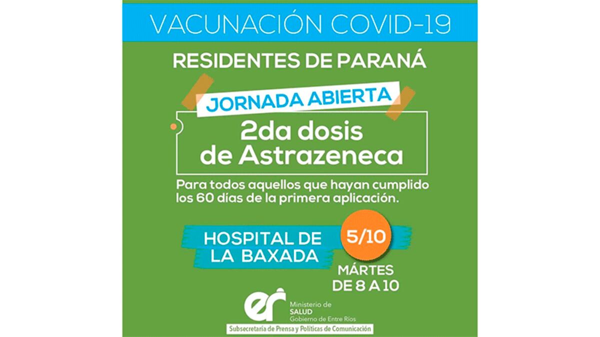 Coronavirus en Entre Ríos: vacunarán sin turno en Paraná