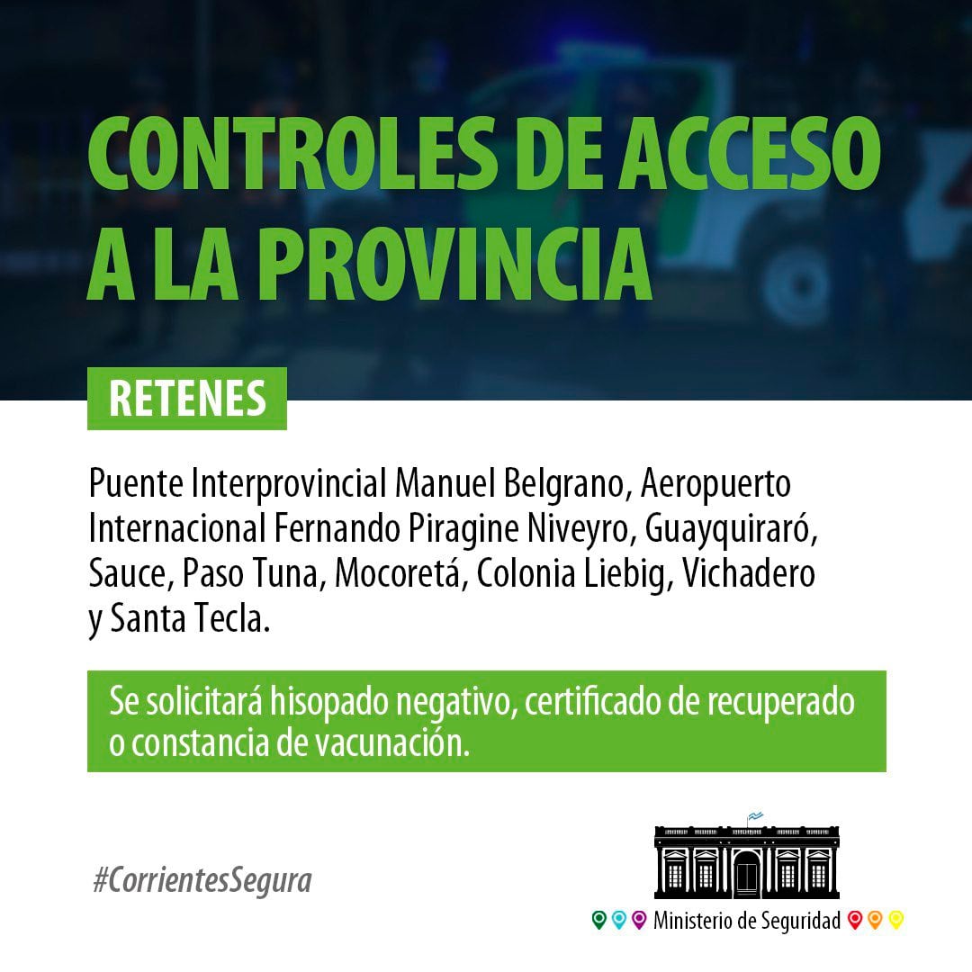 El Ministerio de Seguridad de la Provincia difundió la documentación sanitaria que se solicita desde este jueves 20 de mayo hasta el 31 de mayo inclusive.