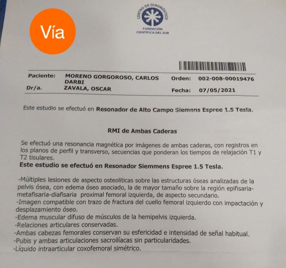 Estudios médicos y presupuesto de la operación para el recambio de cadera. Vende un bono contribución para ayudar a su papá.